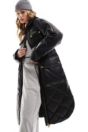 Barbour Neutron - Giacca taglio lungo trapuntata nera con colletto