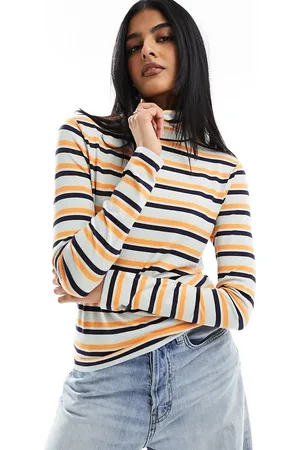 Pieces® Top dolcevita a maniche lunghe a righe
