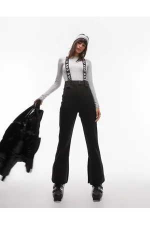 Topshop Sno - Pantaloni a zampa da sci neri con bretelle