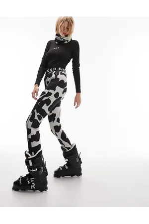 Topshop Sno - Pantaloni da sci slim stretch con ghette con stampa pezzata