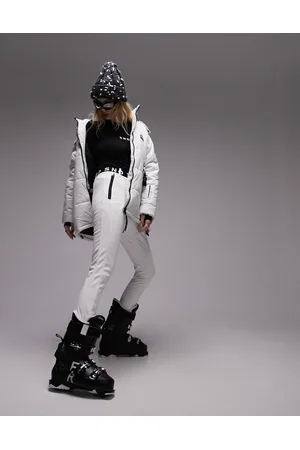 Topshop Sno - Pantaloni da sci elasticizzati slim écru con staffe