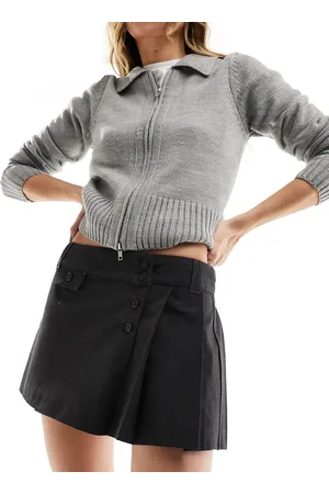 Pull&Bear Minigonna sartoriale a pieghe color scuro
