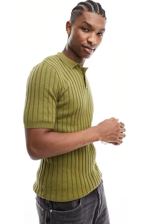 ASOS Polo kaki a coste in maglia leggera