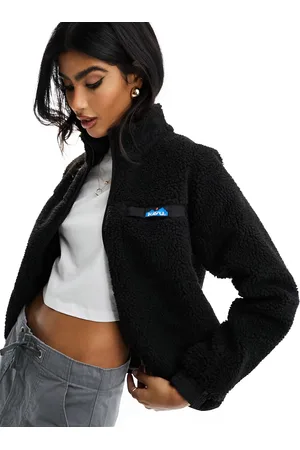 Kavu Pinesdale - Giacca nera in pile con chiusura con zip