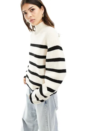 & OTHER STORIES Maglione in misto cotone e lana merino a righe con maniche strutturate