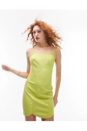 Topshop Vestito corto a fascia lime a pannelli