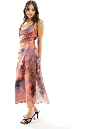 AllSaints Hadley Colca - Vestito midi in raso lilla