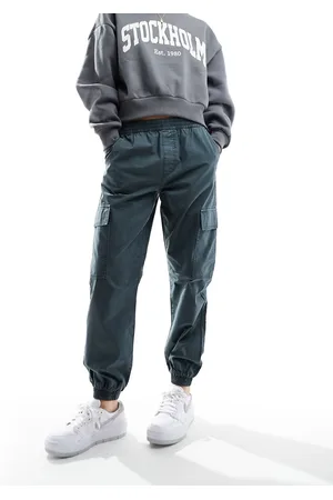 ASOS Pantaloni cargo blu petrolio slavato con fondo elasticizzato