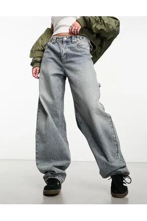 Bershka Jeans chiaro lavaggio sporco con vita regolabile
