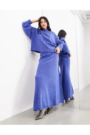 ASOS Gonna lunga a trapezio in maglia color petrolio