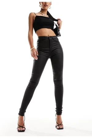 JDY Jeans spalmati neri a vita alta skinny