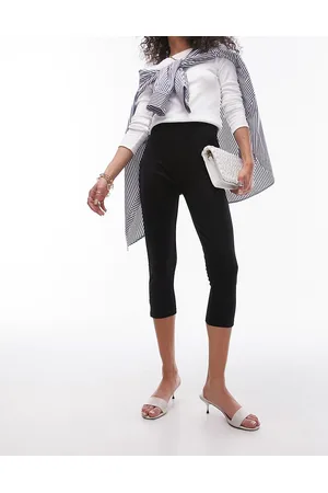 Topshop Leggings a tre quarti in tessuto ponte neri