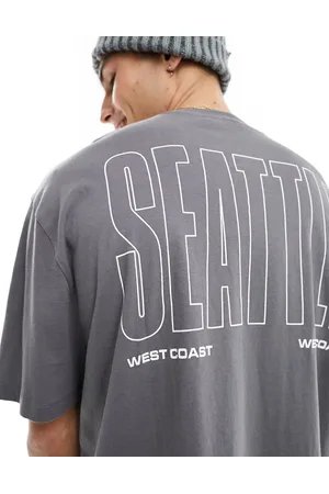 ASOS T-shirt oversize grigia con stampa di città sul retro