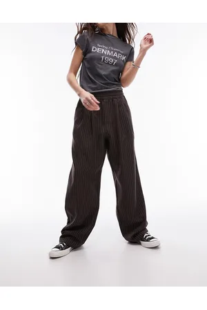 Topshop Joggers eleganti cioccolato gessati