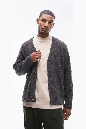 Topman Cardigan bouclé antracite