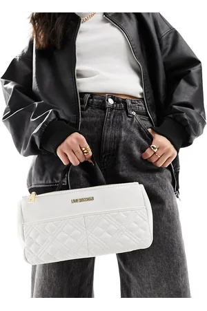 Moschino Borsa shopping bianca con manico superiore