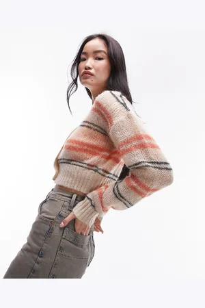 Topshop Cardigan in maglia trasparente a righe