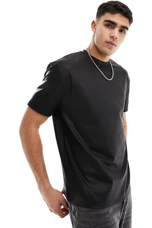 ASOS T-shirt comoda nera in pelle sintetica