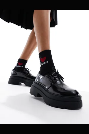 London Rebel Mocassini neri con suola spessa