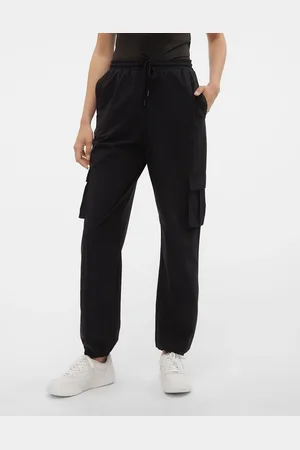 VERO MODA Pantaloni cargo neri con fondo elasticizzato