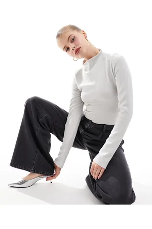 ASOS Body a maniche lunghe grigio chiaro in tessuto scuba premium in modal con fascette micro e schiena scoperta