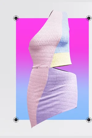 ASOS Vestito da mare 2 in 1 in cotone color block in coordinato