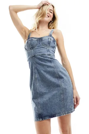 Tommy Hilfiger Vestito in denim lavaggio medio con bustino