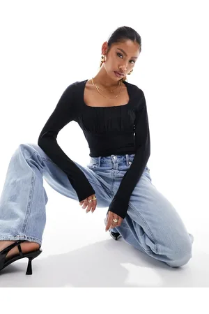ASOS Body a maniche lunghe con dettaglio raccolto sul bustino
