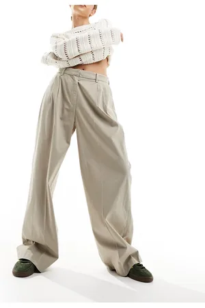 SELECTED Femme - Pantaloni ampi a vita alta beige