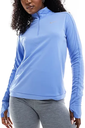 Nike Pacer Dri-FIT - Top a maniche lunghe blu chiaro con zip corta