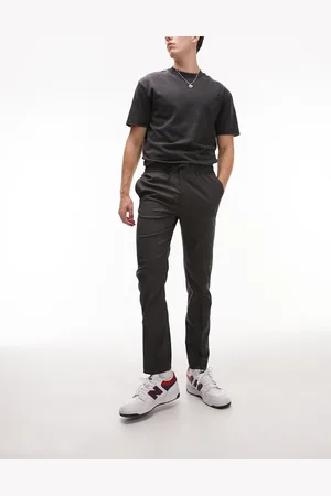 Topman Pantaloni skinny eleganti antracite con fascia in vita elasticizzata