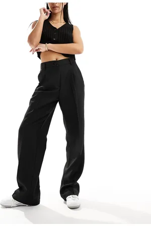 Noisy May Pantaloni sartoriali con fondo ampio e vita alta neri