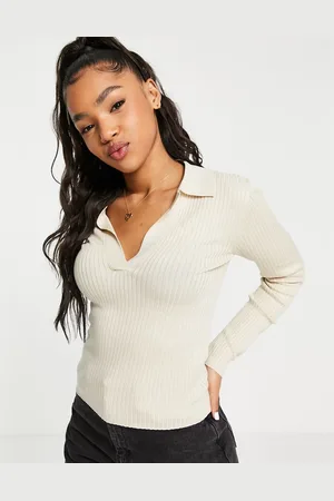JDY Polo in maglia color pietra