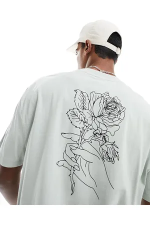 ASOS T-shirt comoda grigia con stampa di fiore sulla schiena