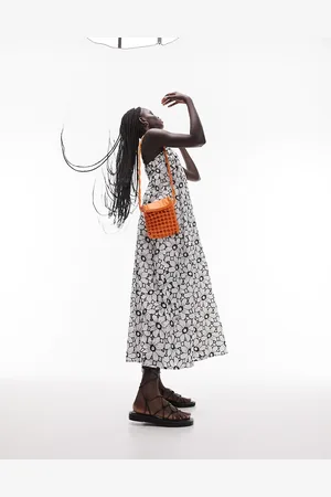 Topshop Vestito midi monocromatico a contrasto in pizzo