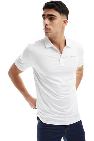 Calvin Klein Calvin Klein - Golf Fracture - Polo bianca con stampa tono su tono