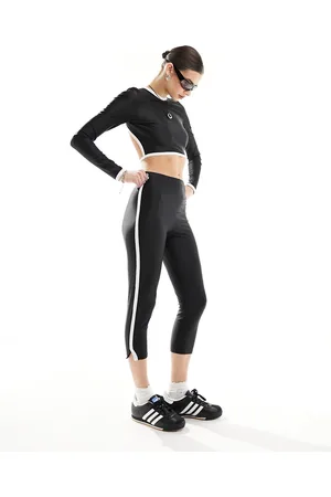 ASOS Pantaloni capri neri con profili a contrasto in coordinato