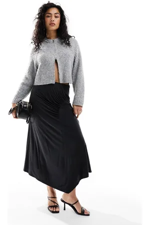 & OTHER STORIES Gonna midi in jersey elasticizzato con orlo drappeggiato asimmetrico