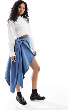 & OTHER STORIES Minigonna di jeans lavaggio medio strascico drappeggiato