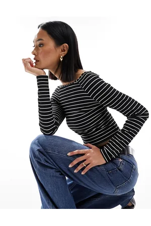New Look Top a righe con scollo alla Bardot