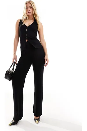 ASOS Pantaloni in maglia a fondo ampio neri in coordinato