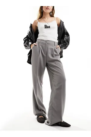 Noisy May Pantaloni sartoriali con fondo ampio e vita alta grigi