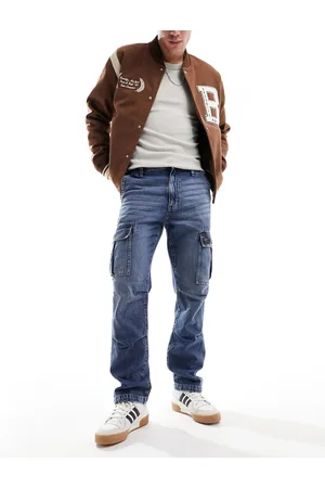 ASOS Jeans dritti lavaggio scuro con dettagli cargo