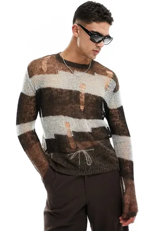 ASOS Maglione trasparente a righe con dettagli smagliati e trasparenti