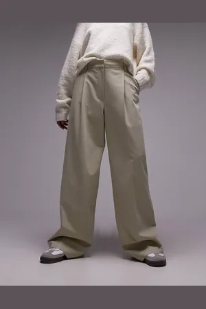 Topshop Pantaloni sartoriali a vita alta color sabbia in coordinato