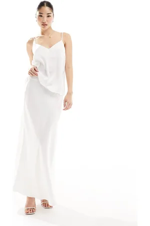 VILA Gonna lunga da sposa in raso in coordinato