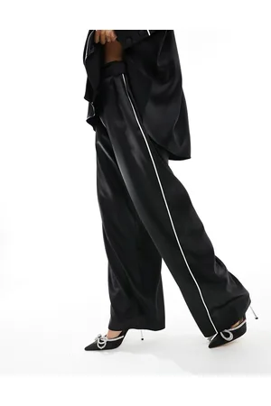 ASOS Pantaloni del pigiama in raso con profili a contrasto in coordinato