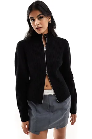 & OTHER STORIES Cardigan in misto cotone e lana merino con zip sul davanti e maniche strutturate