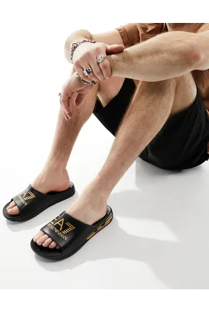 EA7 Armani - - Sliders nere con logo dorato