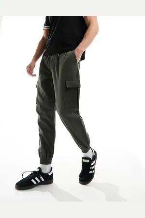 New Look Pantaloni cargo kaki con fondo elasticizzato